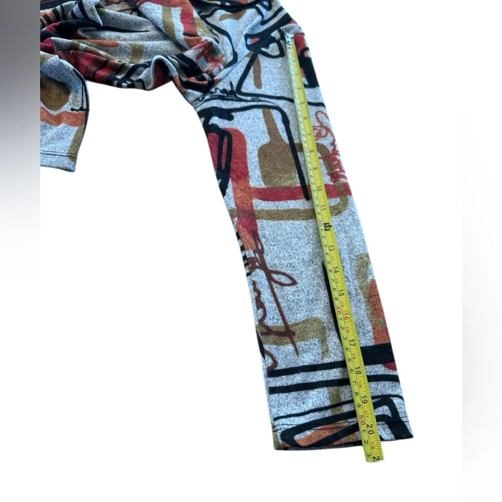 Jess & Jane Abstract Print Tunic Top Cowl Neck Sweater Medium Made USA Lagenlook